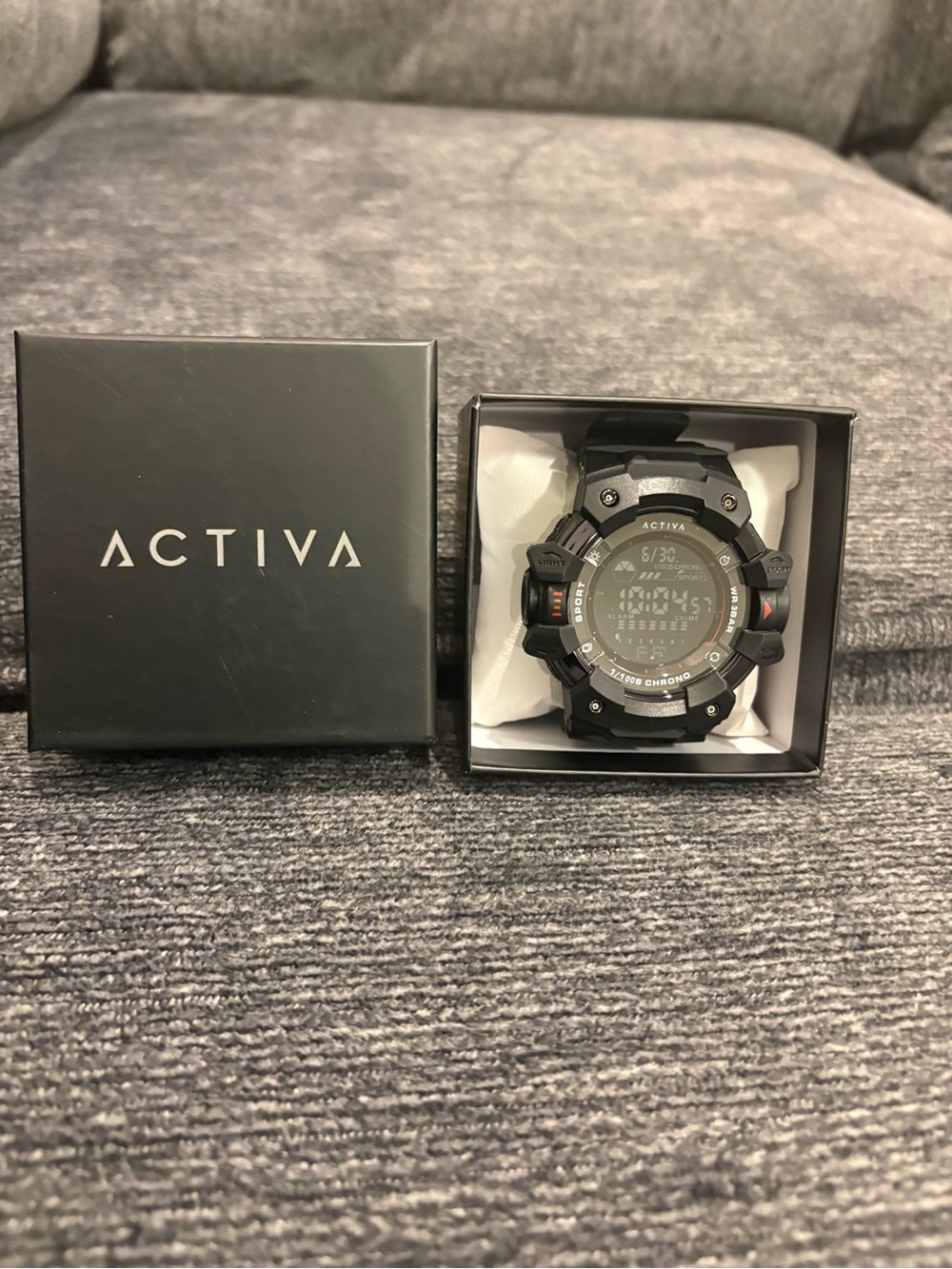 Ativa Black Digital Sport Watch with Red Accents